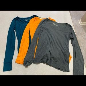 Size Small Misses long Sleeve Tees Lot of 3 Orange, Dark teal Blue, Gray
